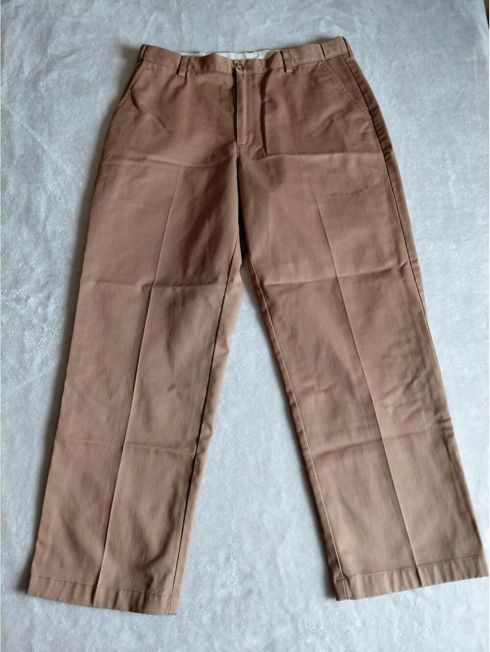 LL Bean Comfort Waist Chino Pants Men 36x30 Brown Cotton Flat Front